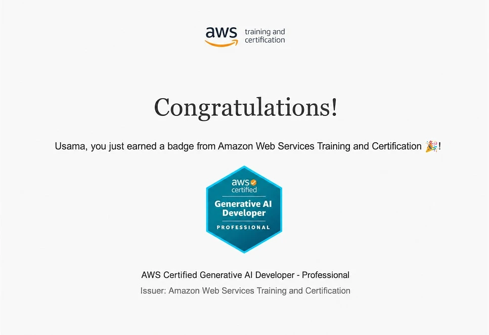 AWS Certified Generative AI Developer - Professional — Amazon Web Services