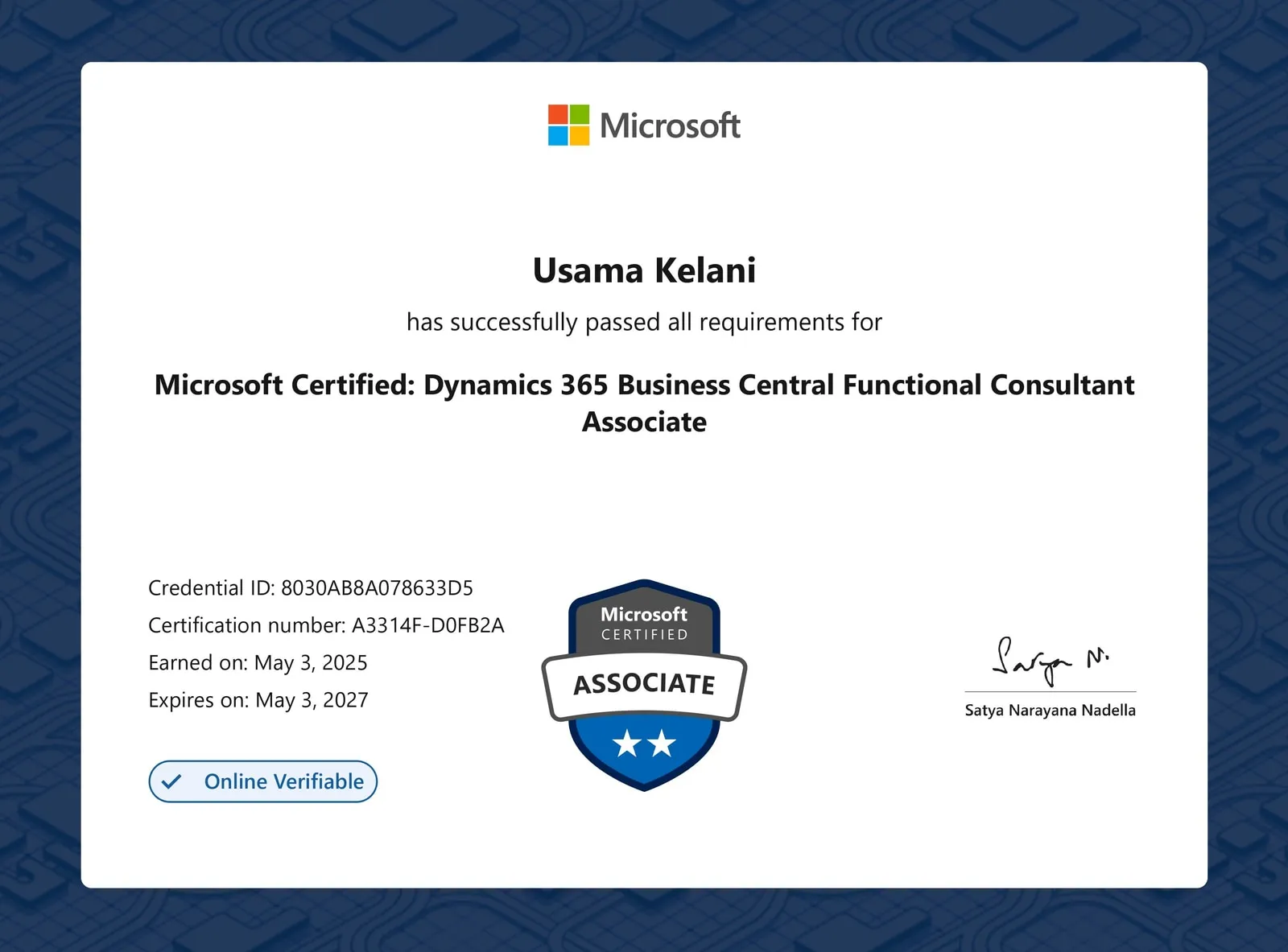 Microsoft Certified: Dynamics 365 Business Central Functional Consultant Associate — Microsoft