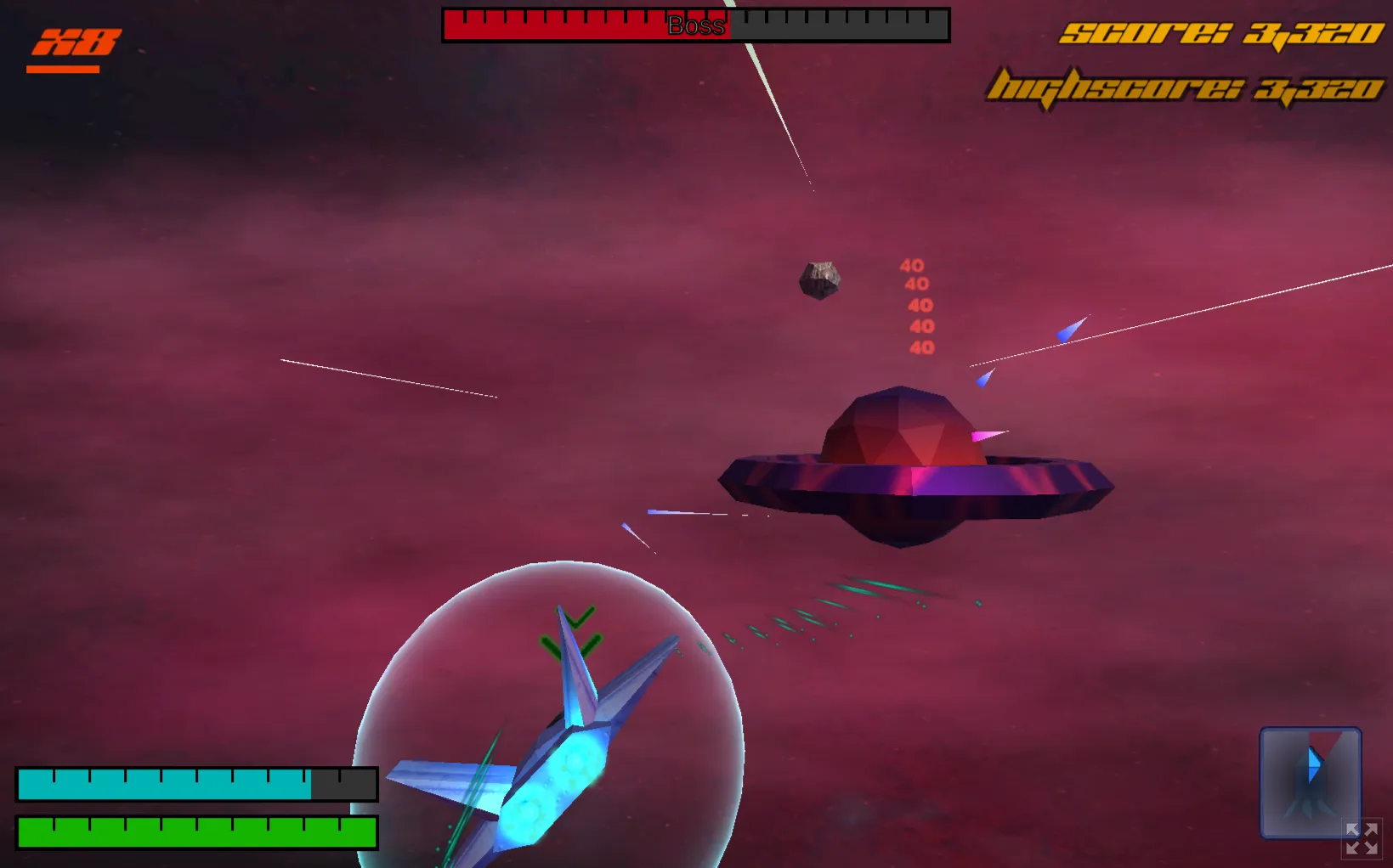Galaxy Gliders gameplay — neon spaceships and asteroids in a retro arcade space shooter