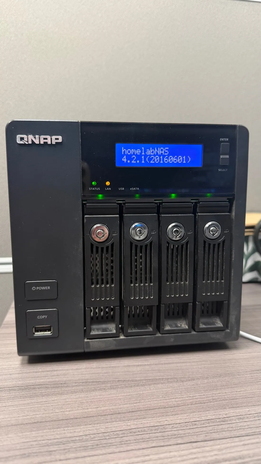 QNAP NAS storage node attached to the homelab